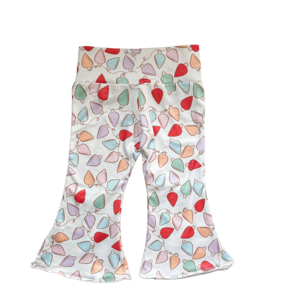 Merry & Bright Christmas Lights Bell Bottom Outfit for babies, festive and stylish holiday clothing.