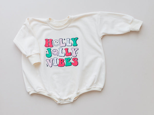 Holly Jolly Vibes Christmas Sweatshirt Romper