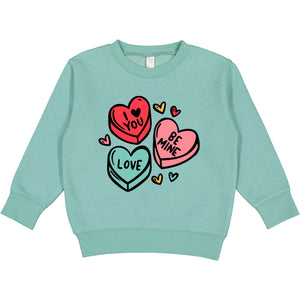 Candy Heart's Sweatshirt for babies, cozy and stylish top in angle view, perfect for playful outfits.
