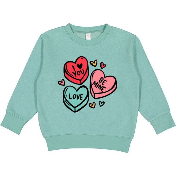 Candy Heart's Sweatshirt for babies, cozy and stylish top in angle view, perfect for playful outfits.
