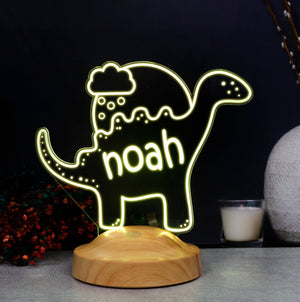 Dino Glow, Personalized LED Dinosaur Night Light for Kids by Drn Gift Store