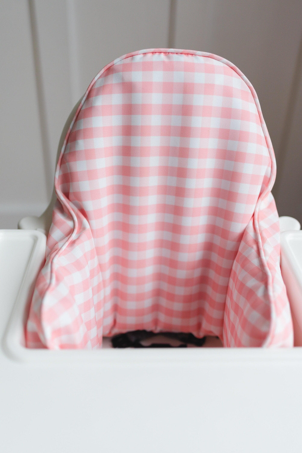 Pink Gingham Highchair Cushion Cover - Wipeable IKEA Antilop Accessory