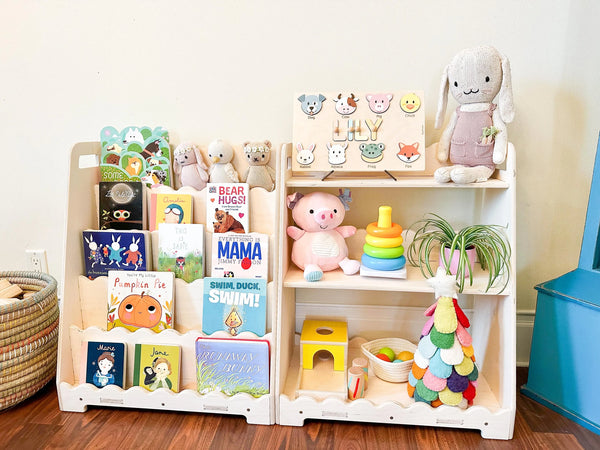 LORI SCALLOPED- Bookshelf + Toy Shelf Set