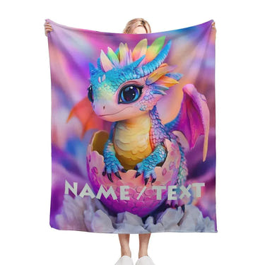Personalized Dragon Egg Hatch Blanket: Magical Baby Dragon, Super Soft Name Gift