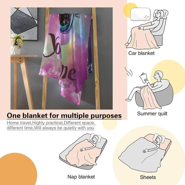 Personalized Unicorn Fleece Blanket: Purple Magical Floral Kids Throw, Super Soft Name Gift