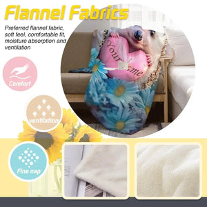 Personalized Hedgehog Love Heart Blanket: Romantic Flannel Fleece Throw, Super Soft Name Gift