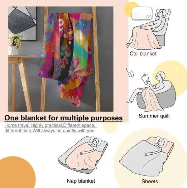 Customizable Sloth Blanket: Tropical Floral Art Flannel Throw