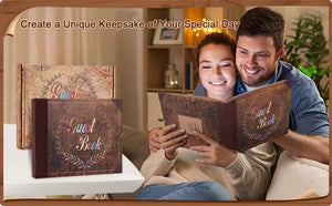 Vintage Wedding Guest Book: Retro Kraft Album with Keepsake Box, Marriage Photo Memory Book