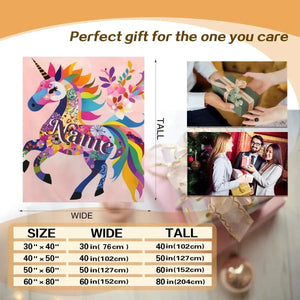 Personalized Unicorn Blanket: Vibrant Fantasy Flannel Fleece Throw, Pink and Super Soft