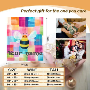 Personalized Bee Blanket: Patchwork Nursery Fleece Throw