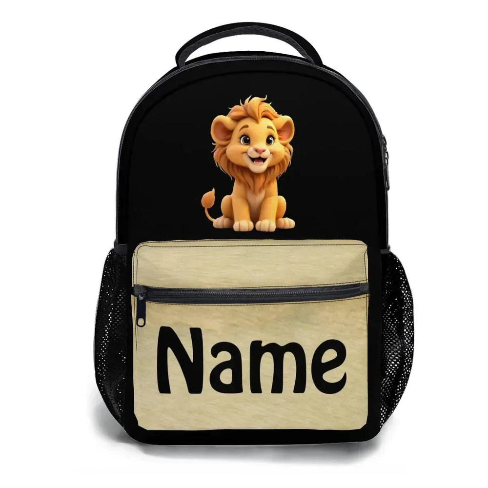Personalized Lion Kids School Set: Backpack, Lunch Tote & Pen Pouch, Name Gift