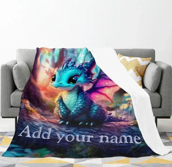 Personalized Dragon Blanket: Magical Flannel Fleece Throw, Super Soft Name Gift