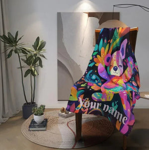 Personalized Teddy Bear Blanket: Patchwork Maximalist Throw