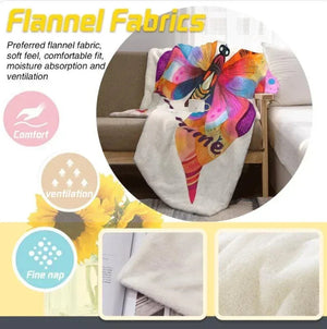 Personalized Butterfly Blanket: Vibrant Flannel Fleece Throw, Colourful Custom Name Gift