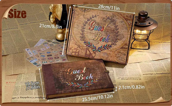 Vintage Wedding Guest Book: Retro Kraft Album with Keepsake Box, Marriage Photo Memory Book