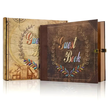 Vintage Wedding Guest Book: Retro Kraft Album with Keepsake Box, Marriage Photo Memory Book