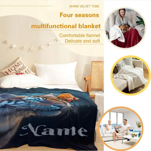 Personalized Tiger Blanket: Starry Night Jungle Throw, Soft Flannel Fleece Name Gift