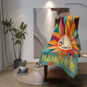 Personalized Sunny Sunshine Sunflower Blanket: Custom Name Gift, Flannel Fleece Throw