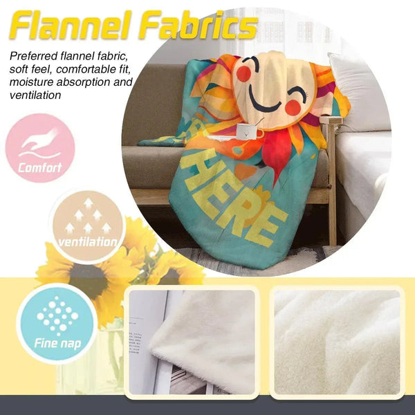 Personalized Sunny Sunshine Sunflower Blanket: Custom Name Gift, Flannel Fleece Throw