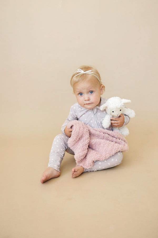 Oopsie Daisy Bamboo Zippy Romper - Bamboo Baby Pajamas - Purple Floral Flower Print Girl Newborn Baby