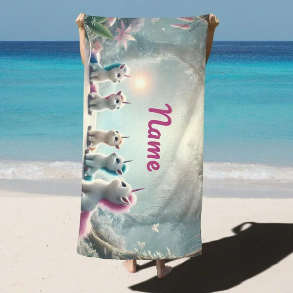 Personalized Unicorn Beach Towel: Soft Microfiber Summer Accessory, Swimming pool Towel