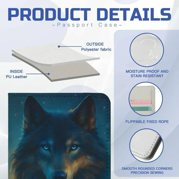 Personalized Mystical Wolf Passport Holder: Custom Travel Wallet