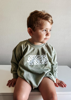 Big Brother Checkered Sweatshirt Romper: Baby Boy Outfit