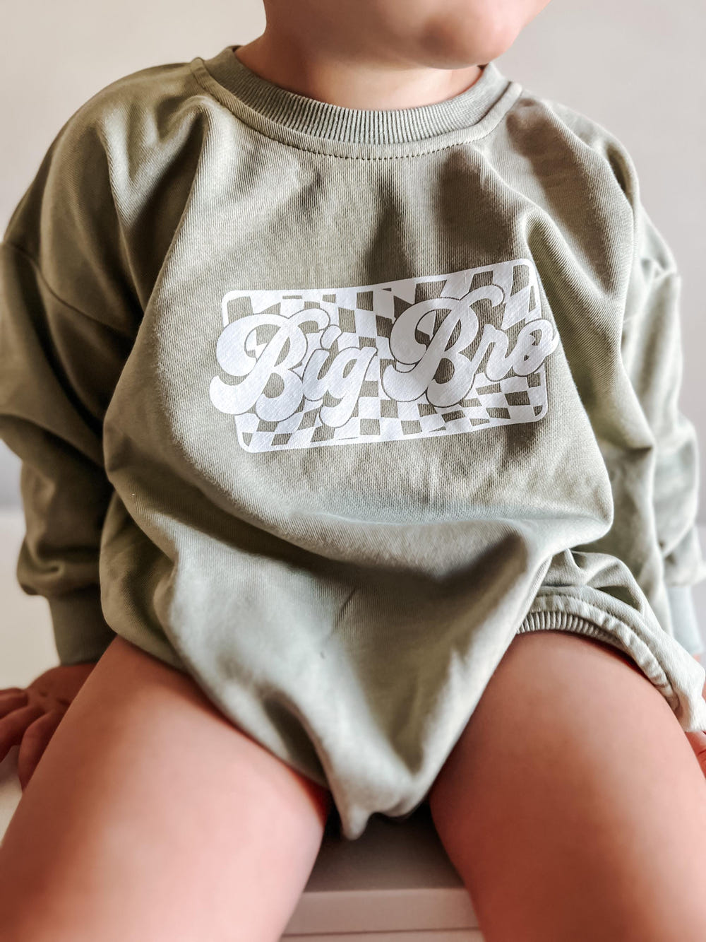 Big Brother Checkered Sweatshirt Romper: Baby Boy Outfit