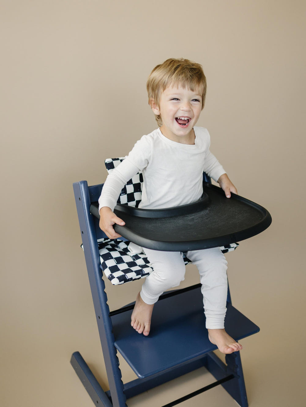 Black & White Checkered Highchair Cushion - Wipeable Stokke Tripp Trapp Cover
