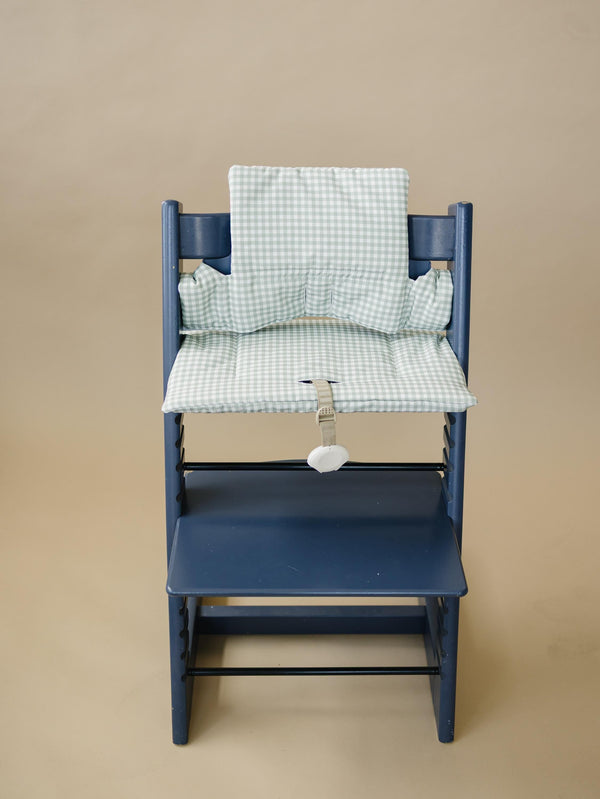 Sage Green Gingham Cushion for the Stokke Tripp Trapp Highchair - Wipeable Cover - Baby Highchair Accessories