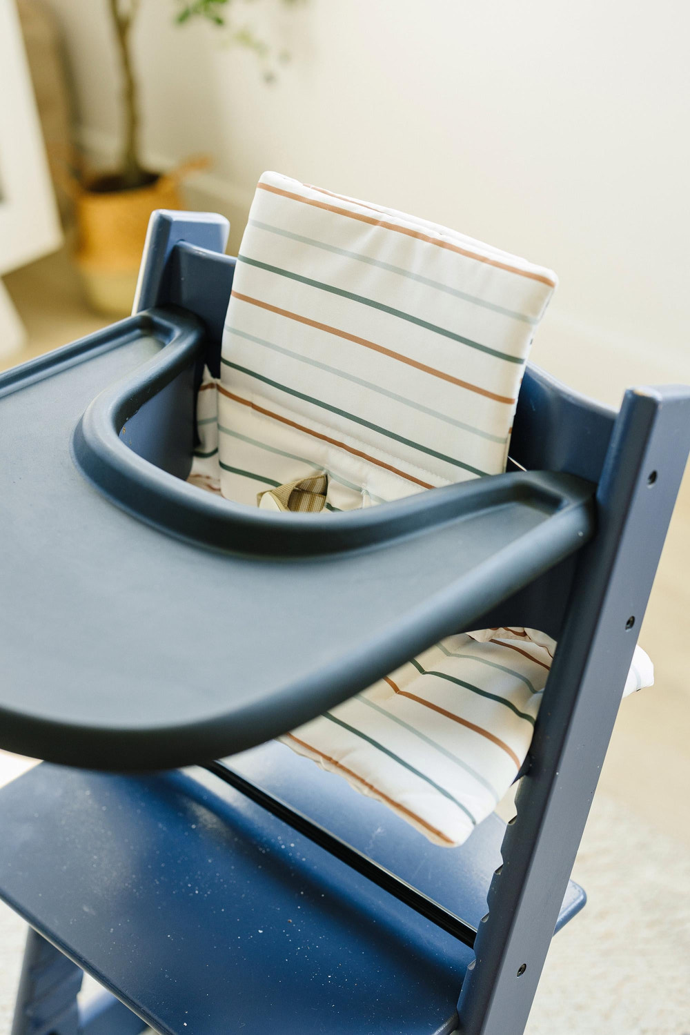 Multi Stripe Stokke Tripp Trapp Seat Cushion - Wipeable Cover - Baby Highchair Accessories - Neutral Stripes