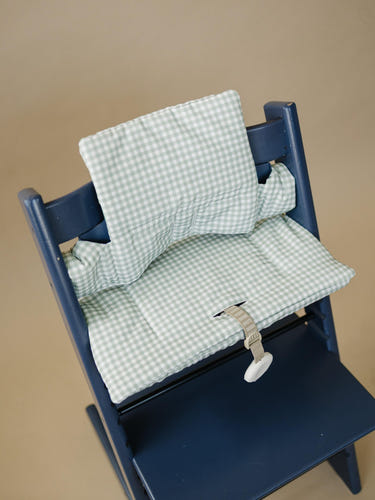 Sage Green Gingham Cushion for the Stokke Tripp Trapp Highchair - Wipeable Cover - Baby Highchair Accessories