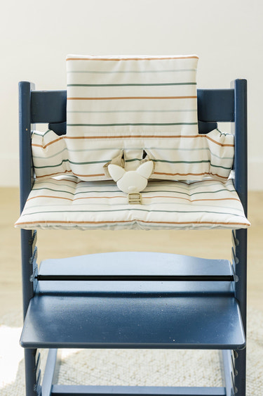Multi Stripe Stokke Tripp Trapp Seat Cushion - Wipeable Cover - Baby Highchair Accessories - Neutral Stripes