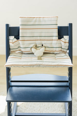 Multi Stripe Stokke Tripp Trapp Seat Cushion - Wipeable Cover - Baby Highchair Accessories - Neutral Stripes