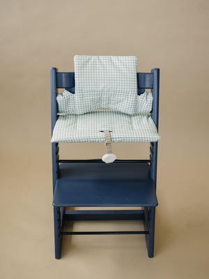 Sage Green Gingham Cushion for the Stokke Tripp Trapp Highchair - Wipeable Cover - Baby Highchair Accessories