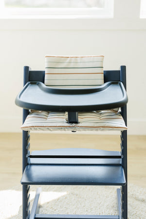 Multi Stripe Stokke Tripp Trapp Seat Cushion - Wipeable Cover - Baby Highchair Accessories - Neutral Stripes