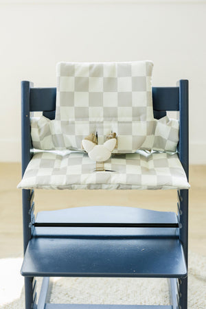 Wipeable Highchair Cushion for Stokke Tripp Trapp: Neutral Checkered Cover
