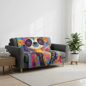 Customizable Sloth Blanket: Tropical Floral Art Flannel Throw