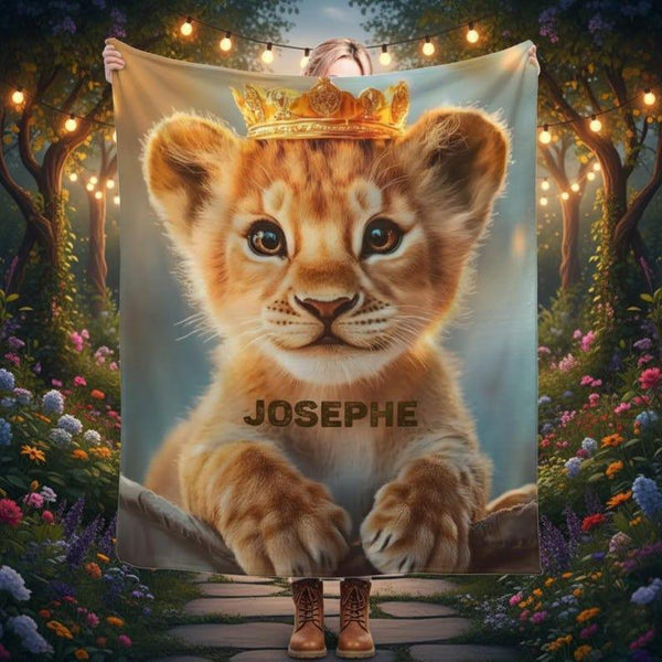 Customizable Lion King Baby Blanket: Simba Cub Keepsake Throw, Flannel Fleece Name Gift