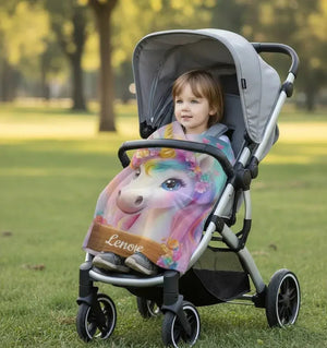 Personalized Unicorn Blanket: Rainbow Pink White Bedroom - Soft Flannel Fleece Throw, Name Gift
