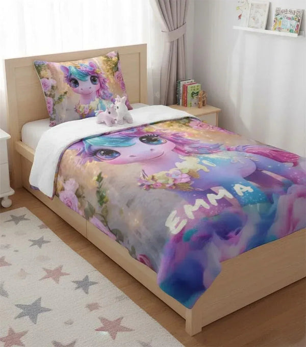 Personalized Unicorn Blanket: Soft Flannel Fleece Throw, Magical Name Gift