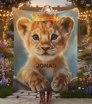 Customizable Lion King Baby Blanket: Simba Cub Keepsake Throw, Flannel Fleece Name Gift
