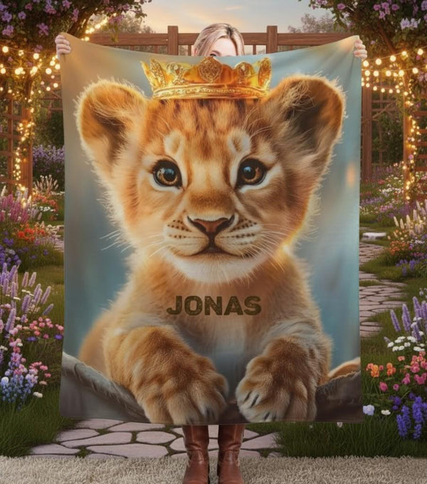 Customizable Lion King Baby Blanket: Simba Cub Keepsake Throw, Flannel Fleece Name Gift