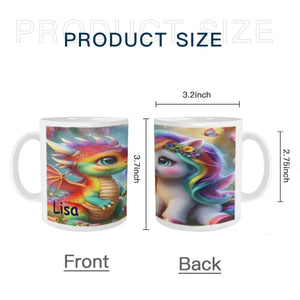 Personalized Unicorn Dragon Coffee Mug, Tea Cup: Hot Chocolate Gift for Fantasy Lovers