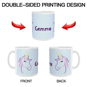 Personalized Ceramic Unicorn Tea & Coffee Mug: 11oz White Cup, Custom Name Gift