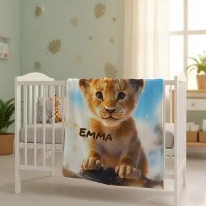 Personalized Baby Lion King Blanket: Soft Flannel Throw, Custom Name Gift