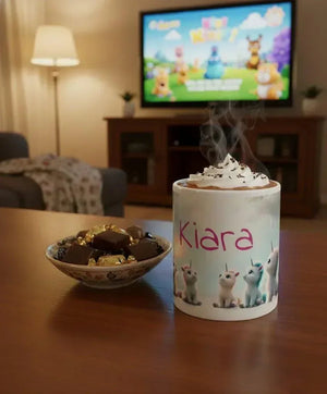 Personalized Unicorn Coffee Mug, Tea Cup: Hot Chocolate Gift for Fantasy Lovers, Name Gift