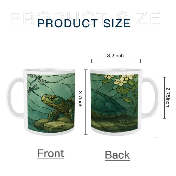 Stained Glass Sea Turtle Mug: Ocean Home Decor, Hot Chocolate, Coffee Mug, Tea Cup