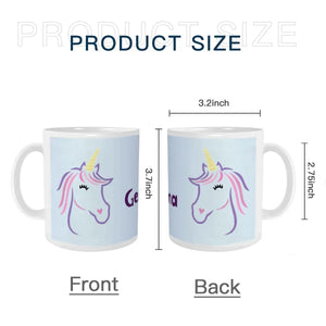 Personalized Ceramic Unicorn Tea & Coffee Mug: 11oz White Cup, Custom Name Gift