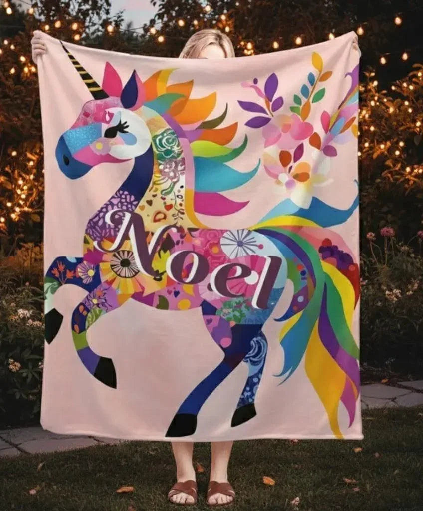 Personalized Unicorn Blanket: Vibrant Fantasy Flannel Fleece Throw, Pink and Super Soft